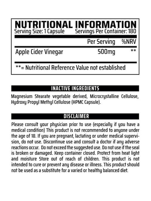 Chemical Warfare Apple Cider Vinegar 180Caps | High-Quality Supplements | MySupplementShop.co.uk