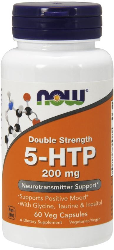 NOW Foods 5-HTP with Glycine Taurine & Inositol, 200mg - 60 vcaps | High-Quality Stress & Anxiety Relief | MySupplementShop.co.uk