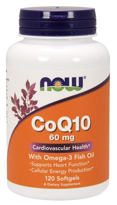 NOW Foods CoQ10 with Omega-3, 60mg - 120 softgels - Health and Wellbeing at MySupplementShop by NOW Foods