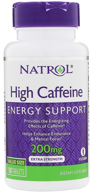 Natrol High Caffeine, 200mg - 100 tabs | High-Quality Supplements | MySupplementShop.co.uk