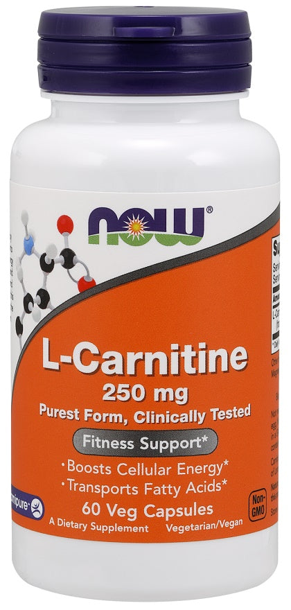 NOW Foods L-Carnitine, 250mg - 60 vcaps | High-Quality Amino Acids and BCAAs | MySupplementShop.co.uk