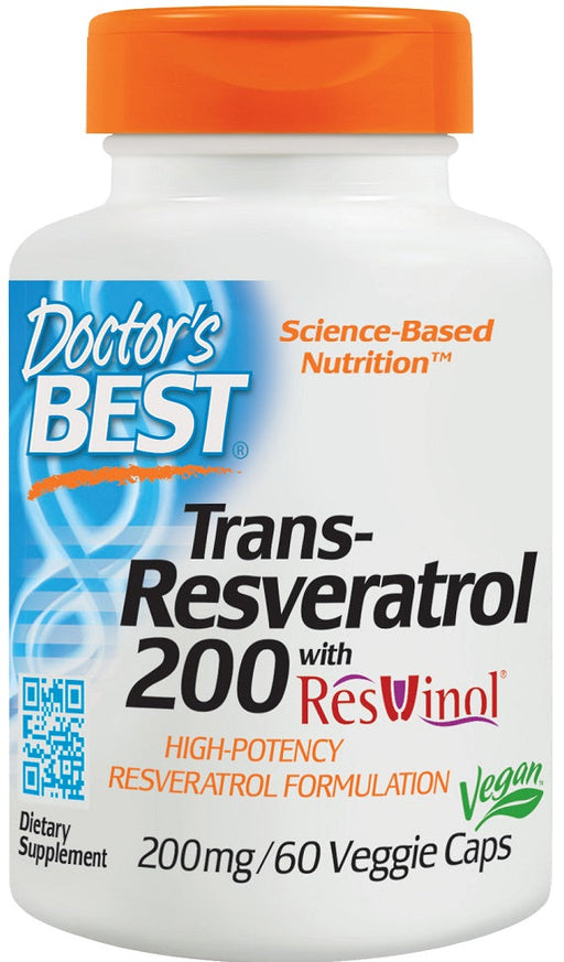 Doctor's Best Trans-Resveratrol with ResVinol-25, 200mg - 60 vcaps | High-Quality Health and Wellbeing | MySupplementShop.co.uk