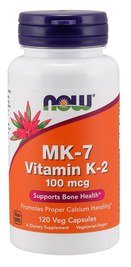 NOW Foods MK-7 Vitamin K-2, 100mcg - 120 vcaps | High-Quality Sports Supplements | MySupplementShop.co.uk