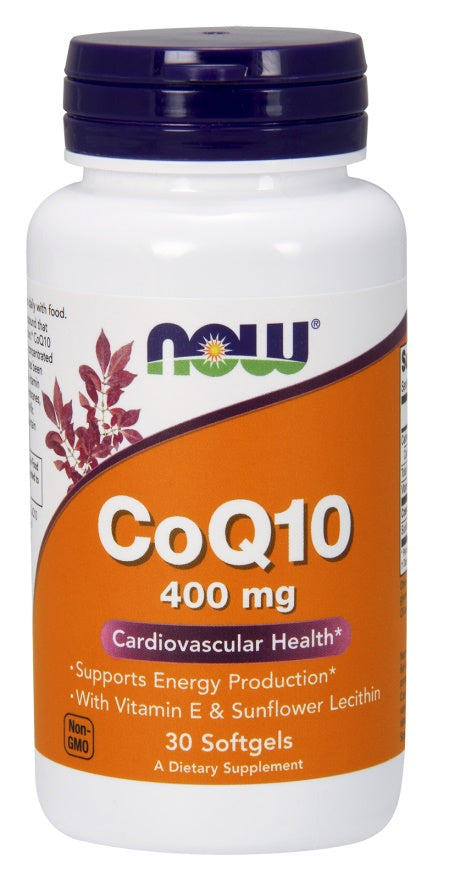 NOW Foods CoQ10 with Vitamin E & Sunflower Lecithin, 400mg - 30 softgels | High-Quality Sports Supplements | MySupplementShop.co.uk