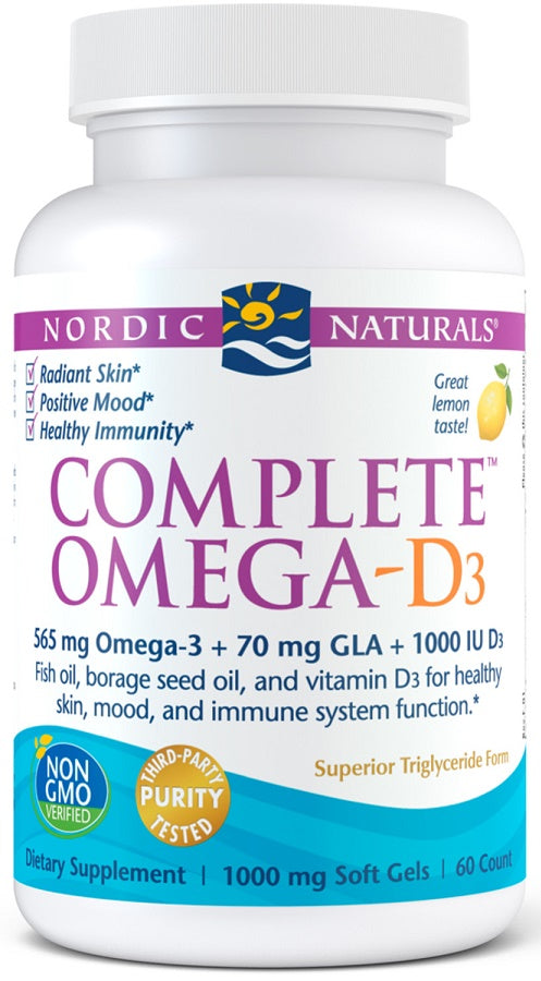 Nordic Naturals Complete Omega-D3, 565mg Lemon - 60 softgels | High-Quality Omegas, EFAs, CLA, Oils | MySupplementShop.co.uk