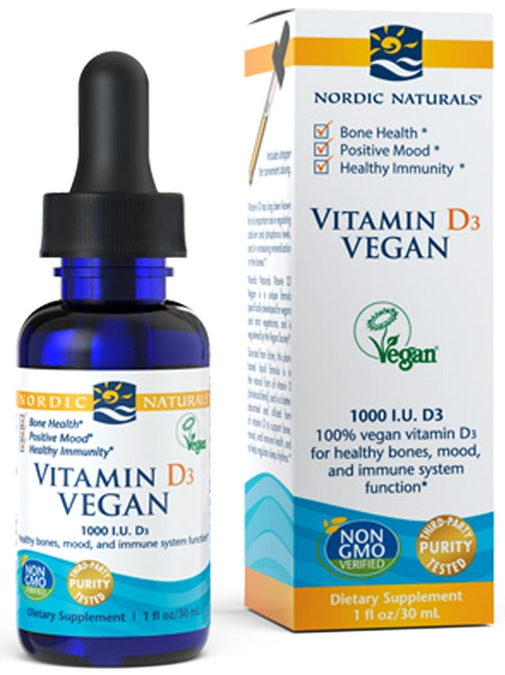 Nordic Naturals Vitamin D3 Vegan, 1000 IU - 30 ml. | High-Quality Vitamins & Minerals | MySupplementShop.co.uk