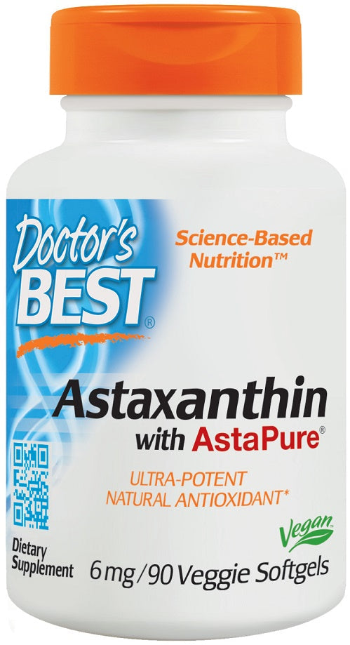 Doctor's Best Astaxanthin with AstaPure, 6mg - 90 veggie softgels | High-Quality Health and Wellbeing | MySupplementShop.co.uk