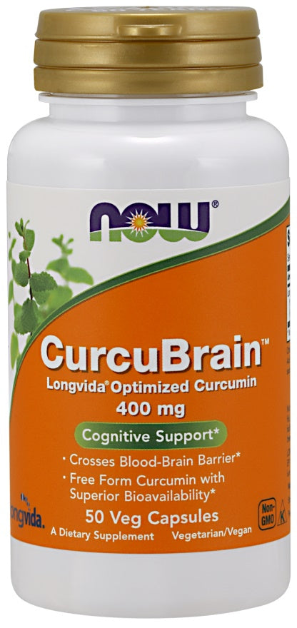 NOW Foods CurcuBrain, 400mg - 50 vcaps | High-Quality Health and Wellbeing | MySupplementShop.co.uk