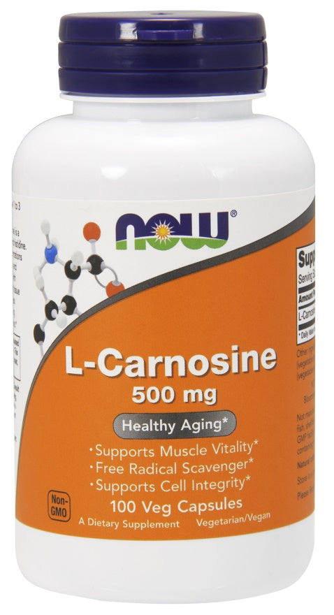 NOW Foods L-Carnosine, 500mg - 100 vcaps | High-Quality Health and Wellbeing | MySupplementShop.co.uk