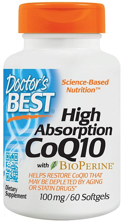 Doctor's Best High Absorption CoQ10 with BioPerine, 100mg - 60 softgels | High-Quality CoEnzyme Q1 | MySupplementShop.co.uk