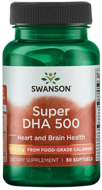 Swanson Super DHA 500 from Food-Grade Calamari - 30 softgels | High-Quality Omegas, EFAs, CLA, Oils | MySupplementShop.co.uk