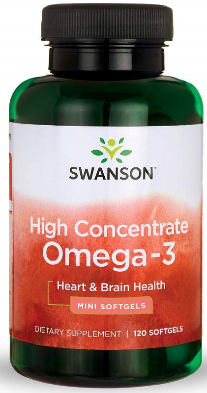 Swanson High Concentrate Omega-3 - 120 softgels | High-Quality Omegas, EFAs, CLA, Oils | MySupplementShop.co.uk