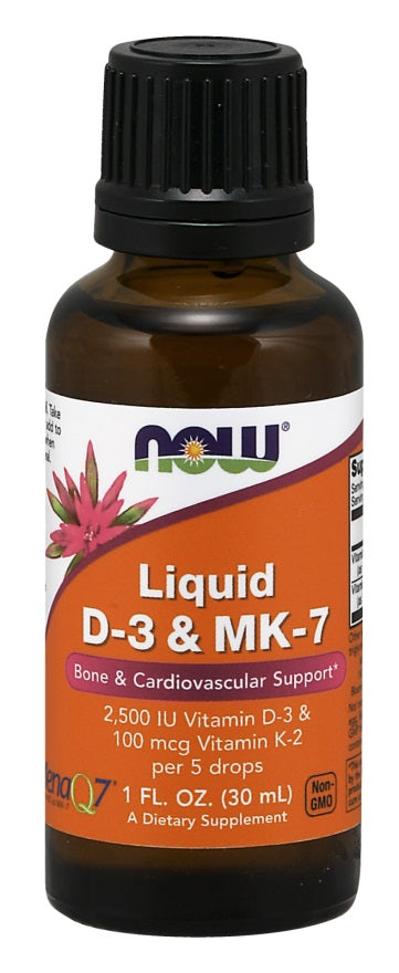 NOW Foods Liquid D-3 & MK-7 - 30 ml. | High-Quality Vitamins & Minerals | MySupplementShop.co.uk