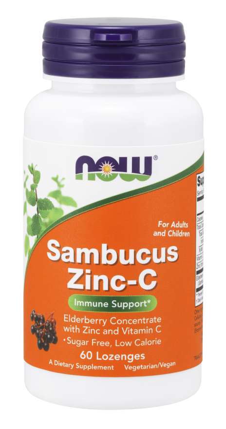 NOW Foods Sambucus Zinc-C - 60 lozenges | High-Quality Sports Supplements | MySupplementShop.co.uk