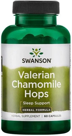 Swanson Valerian, Chamomile & Hops - 60 caps | High-Quality Health and Wellbeing | MySupplementShop.co.uk