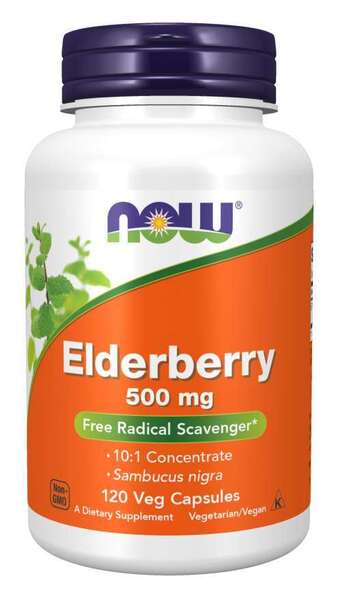 NOW Foods Elderberry, 500mg - 120 vcaps | High-Quality Sports Supplements | MySupplementShop.co.uk