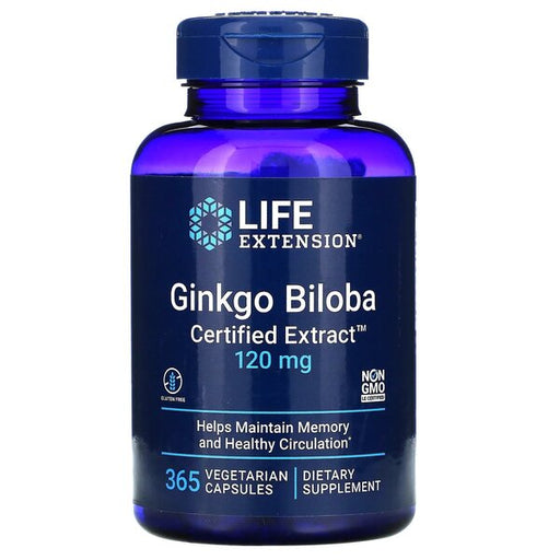 Life Extension Ginkgo Biloba, Certified Extract, 120mg - 365 vcaps | High-Quality Health and Wellbeing | MySupplementShop.co.uk