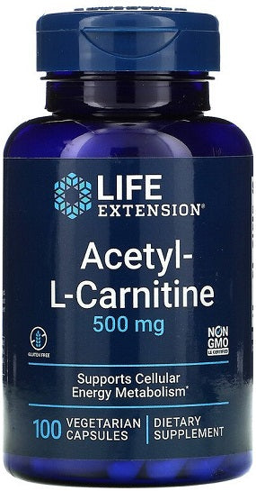 Life Extension Acetyl-L-Carnitine, 500mg - 100 vcaps | High-Quality Acetyl-L-Carnitine | MySupplementShop.co.uk