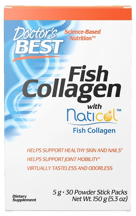 Doctor's Best Fish Collagen with Naticol Fish Collagen - 30 stick packs | High-Quality Collagen | MySupplementShop.co.uk