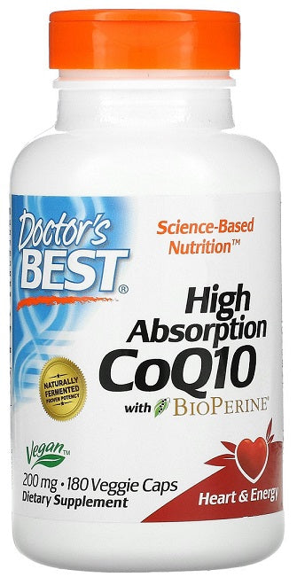 Doctor's Best High Absorption CoQ10 with BioPerine, 200mg - 180 vcaps | High-Quality Health and Wellbeing | MySupplementShop.co.uk