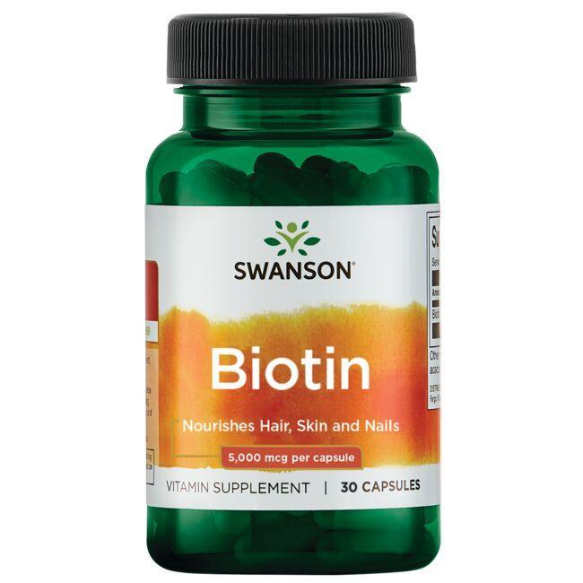 Swanson Biotin, 5000mcg - 30 caps | High-Quality Health and Wellbeing | MySupplementShop.co.uk