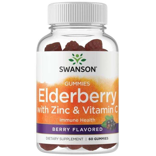 Swanson Elderberry Gummies with Zinc & Vitamin C, Berry - 60 gummies | High-Quality Health and Wellbeing | MySupplementShop.co.uk