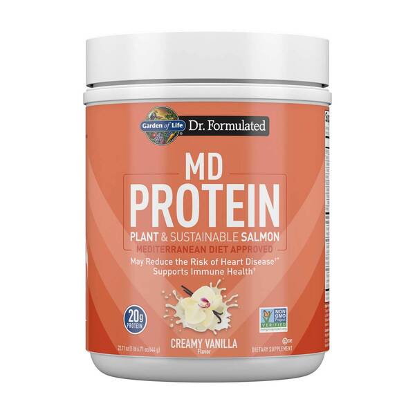 Garden of Life Dr. Formulated MD Protein Plant & Sustainable Salmon Powder, Creamy Vanilla - 644g | High-Quality Plant Proteins | MySupplementShop.co.uk