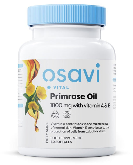 Osavi Primrose Oil with Vitamin A & E, 1800 mg - 60 softgels | High-Quality Health and Wellbeing | MySupplementShop.co.uk