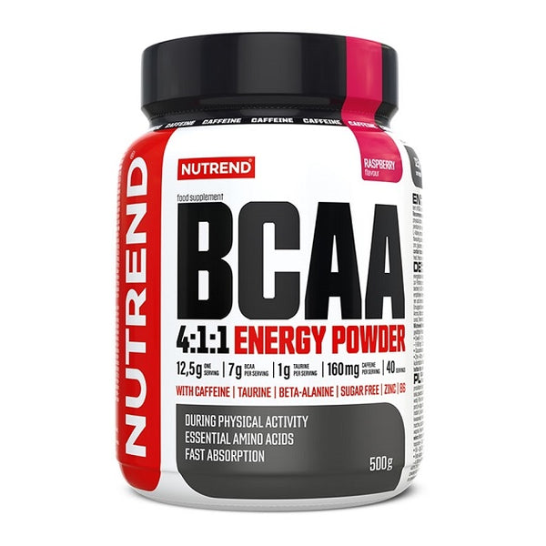 Nutrend BCAA 4:1:1 Energy Powder, Raspberry - 500 grams | High-Quality Amino Acids and BCAAs | MySupplementShop.co.uk